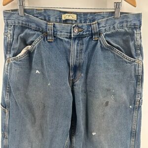 Blue Mountain Jeans Mens 38x32 Blue Denim Cotton Carpenter Workwear Grunge
